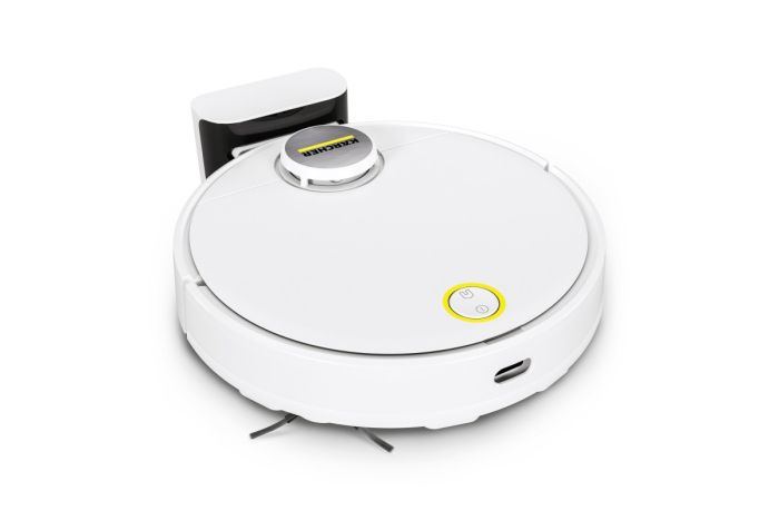 Робот-пилосос Karcher RCV 3, 400Вт, h=9.4см, вологе прибирання, конт пил -0.5л, вода -0.17л, автон. робота до 120хв, вага-3.7кг, НЕРА, білий