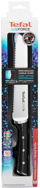 Ніж для хліба Tefal Ice Force, 20см, нержавіюча сталь, пластик, чорний