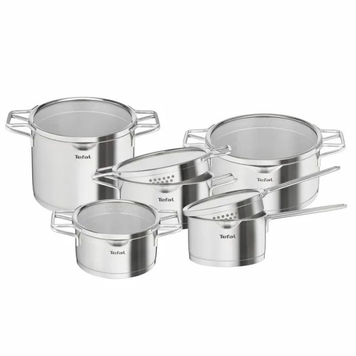 Набор посуды Tefal Nordica, 10пр., нержавеющая сталь, стекло