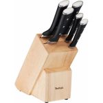 Набір ножів Tefal Ice Force, 5пр., з дерев'яною колодкою, нержавіюча сталь, пластик, чорний