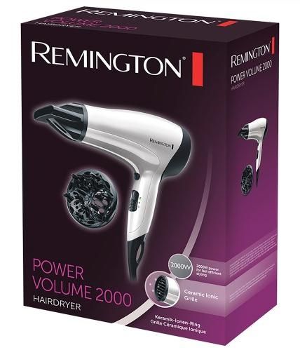 Фен Remington Power Volume 2000, 2000Вт, 3 режими, дифузор,турмалінова іоніз-я, хол. обдув, білий