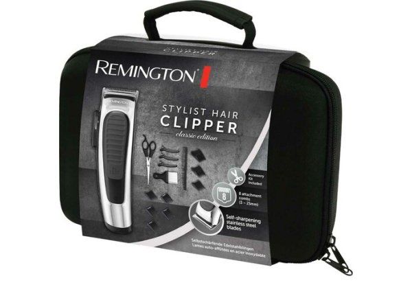 Машинка для стрижки Remington Classic Edition, сеть+акум., роторный мотор, насадок-8, кейс,ножницы, расческа в компл., серебр.