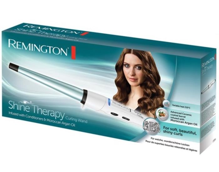 Плойка Remington Shine Therapy, конусна, >300Вт, темп.режимів-8, 140-210С, кераміка, білий