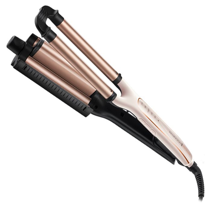Плойка Remington ProLuxe 4-в-1 для волн, 90Вт, темп.режимов-5, D-15mm, 150-210С, керамика, бело-золотой