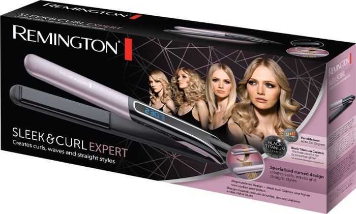 Випрямляч Remington Sleek&Curl Expert, 45Вт, темп.режимів-9, 150-230С, дисплей, кераміка, титан , бузково-чорний