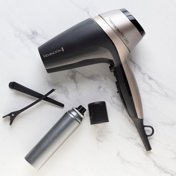 Фен Remington Thermacare Pro, 2100Вт, 3 режими, дифузор,турмалінова  іоніз-я, хол. обдув, чорно-коричневий