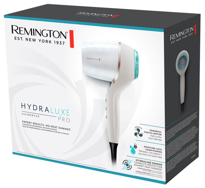 Фен Remington HYDRAluxe PRO, 2200Вт, 3 режими, дифузор, іоніз-я, хол. обдув, білий