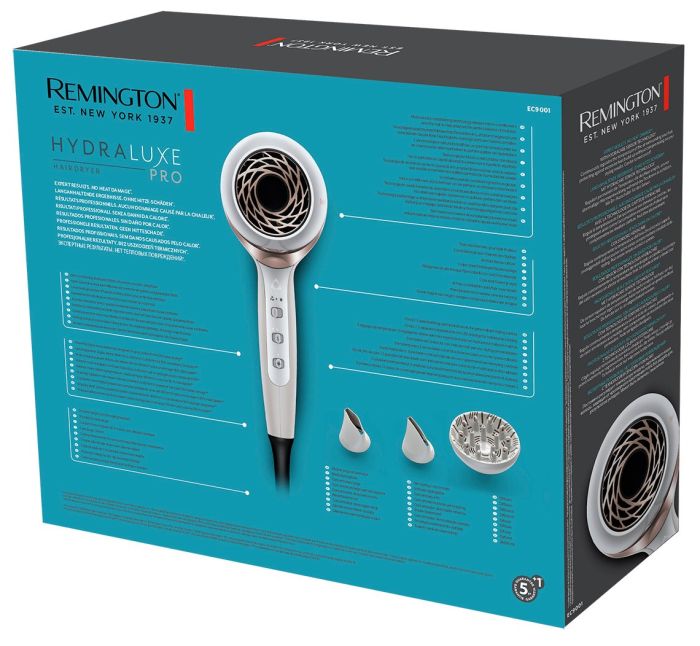 Фен Remington HYDRAluxe PRO, 2200Вт, 3 режими, дифузор, іоніз-я, хол. обдув, білий