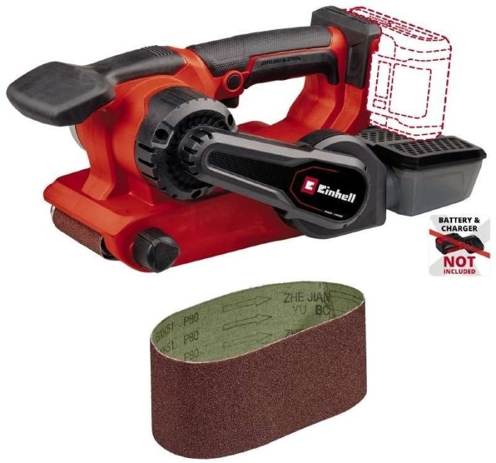 Шлифмашина ленточная аккумуляторная Einhell TP-BS 18/457 Li BL - Solo, PXC, 18В, 120-250м/мин, лента 457х75мм, бесщеточная, 2.58кг, без АКБ и ЗУ
