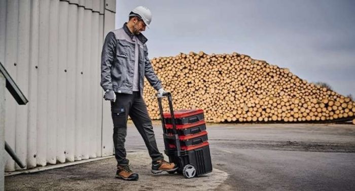 Ящик модульный для инструмента Einhell E-Case L, на колесиках, телескопическая ручка, 40.6х44.4х35.5см, пластик