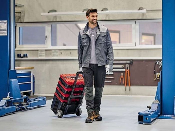 Ящик модульный для инструмента Einhell E-Case L, на колесиках, телескопическая ручка, 40.6х44.4х35.5см, пластик