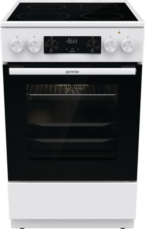 Плита Gorenje електрична склокерамічна, 70л, 50x60см, дисплей, приготування з паром, програматор, білий