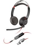 Гарнітура комп'ютерна стерео On-ear Poly Blackwire 5220, USB-A, USB-C, 3.5 мм, всеспрямований, noise canceling, чорний