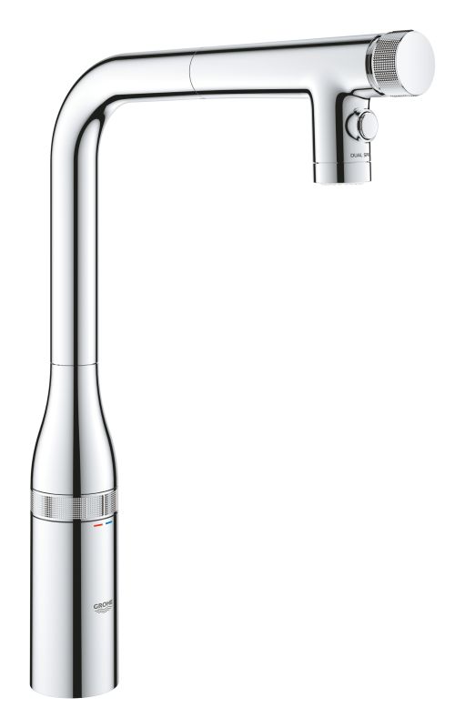 Змішувач для кухні Grohe Accent Smart Control, довж.виливу - 201мм, поворотний/витяжний, вентиль/кнопка, хром