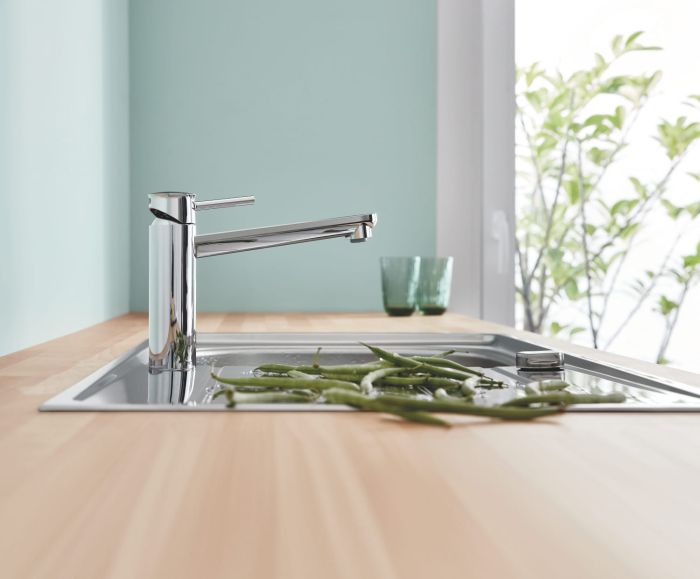 Змішувач для кухні Grohe BauClassic, довж.виливу - 222мм, поворотний, 1важіль, хром