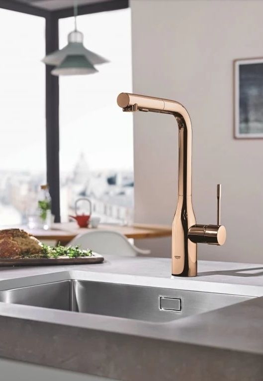 Смеситель для кухни Grohe Essence, дл.излива - 204мм, поворотный/вытяжной, 1рычаг, теплый закат