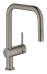 Змішувач для кухні Grohe Minta, довж.виливу - 225мм, поворотний/витяжний, 1важіль, матовий графіт