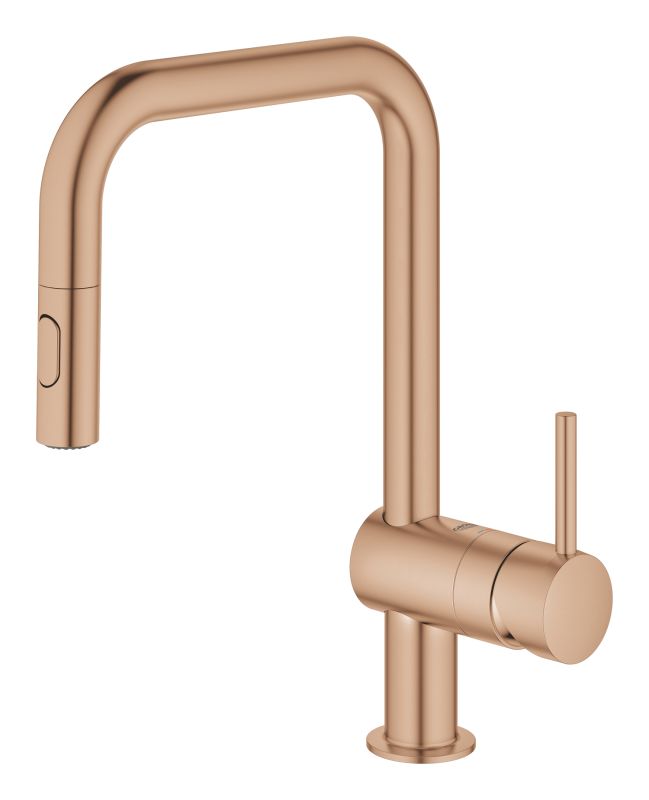 Змішувач для кухні Grohe Minta, довж.виливу - 225мм, поворотний/витяжний, 1важіль, матовий теплий захід сонця