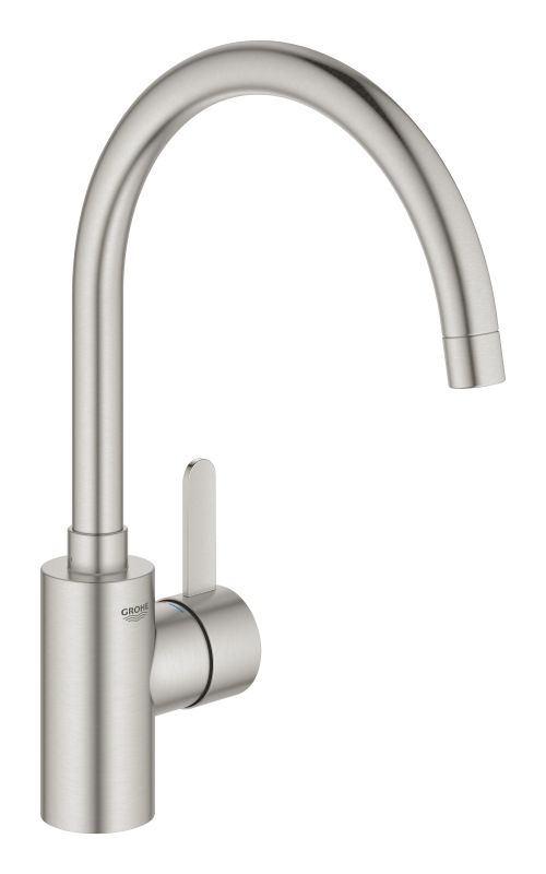 Змішувач для кухні Grohe Via Cosmo, довж.виливу - 224мм, поворотний, 1важіль, супер сталь