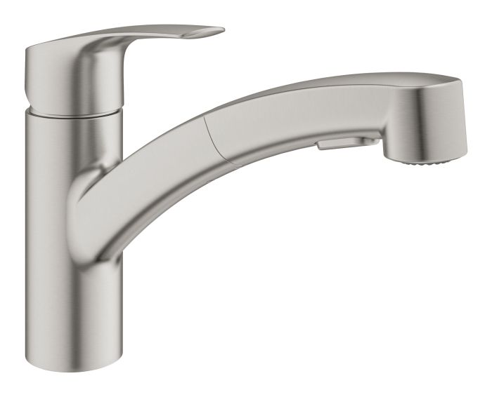 Змішувач для кухні Grohe Via, довж.виливу - 227мм, поворотний/витяжний, 1важіль, супер сталь