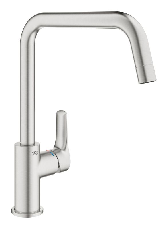 Змішувач для кухні Grohe Via, довж.виливу - 228мм, поворотний, 1важіль, супер сталь