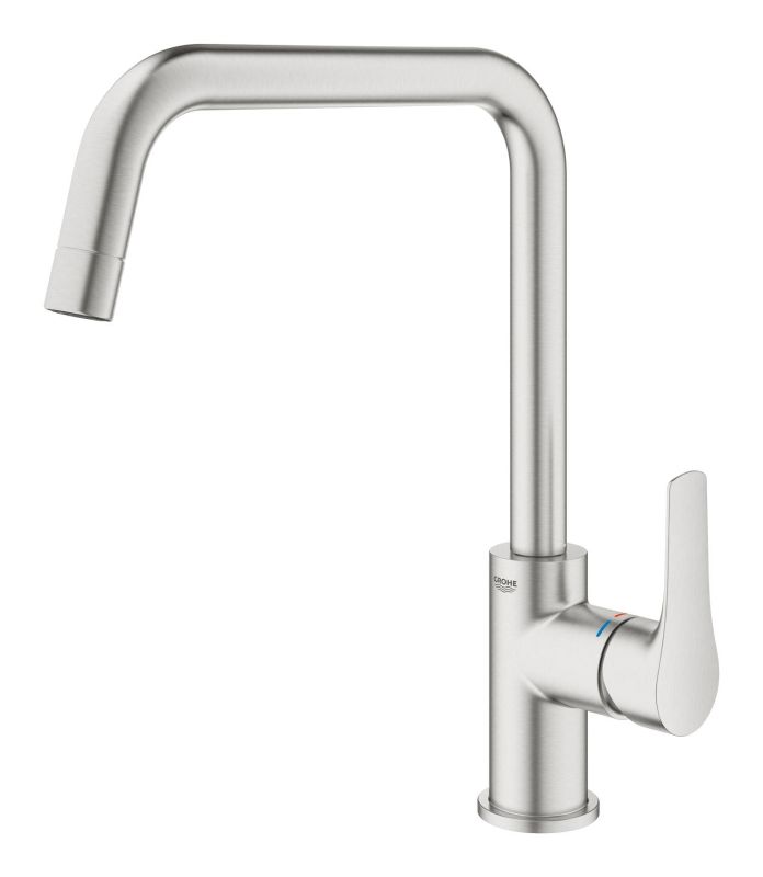 Змішувач для кухні Grohe Via, довж.виливу - 228мм, поворотний, 1важіль, супер сталь