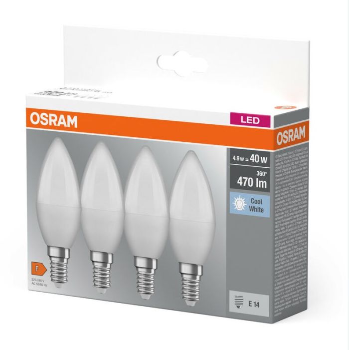 Набор ламп 4шт OSRAM LED E14 4.9Вт 4000К 470Лм B40