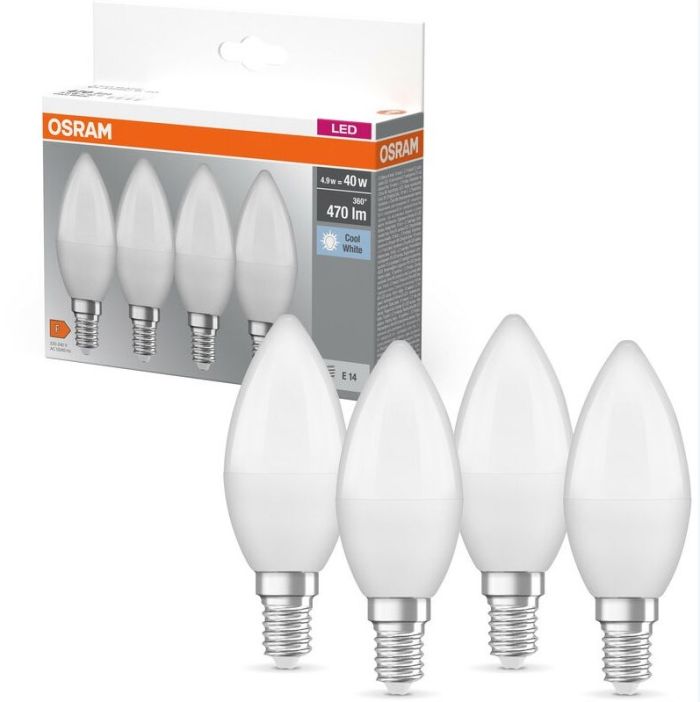 Набор ламп 4шт OSRAM LED E14 4.9Вт 4000К 470Лм B40