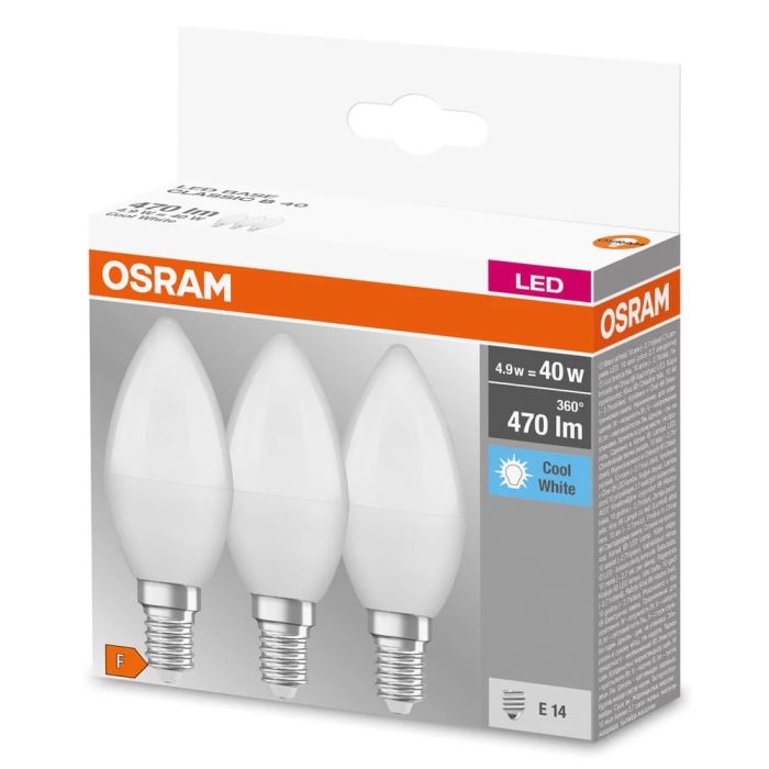 Набір ламп 3шт OSRAM LED E14 4.9Вт 4000К 470Лм B40