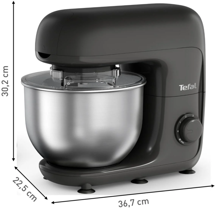 Кухонная машина Tefal Bake Essential 800Вт, чаша-металл, корпус-металл/пластик, насадок-4, черный