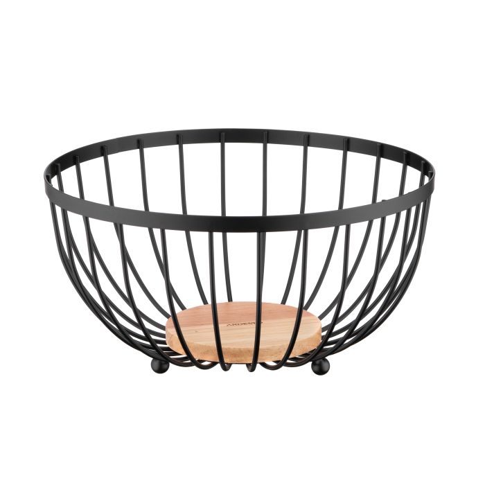 Корзина Ardesto Midori 25х25х13см, металл, дерево, черный