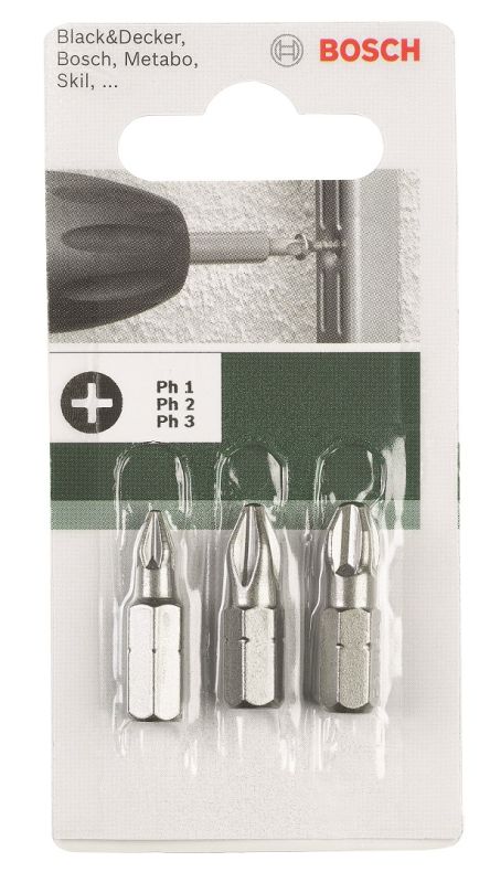 Набор бит Bosch PH1, PH2, PH3, 25мм