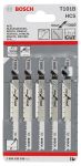 Полотно пиляльне для електролобзика Bosch Professional по дереву T101B, HCS лобзикова, 5шт