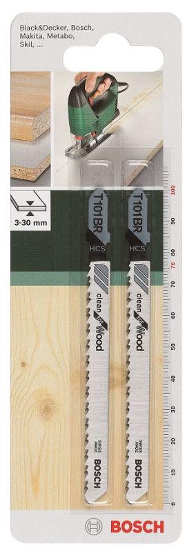 Полотно пилочное для электролобзика HSC Bosch, по дереву T 101 BR, 2.5х100мм, 2шт