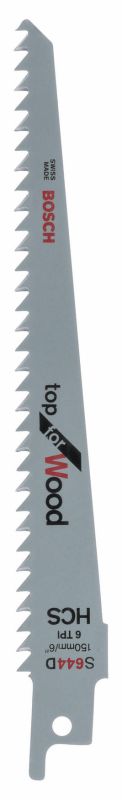 Полотно пилочное для сабельной пилы Bosch по дереву, S 644 D HCS, 6TPI, 2шт