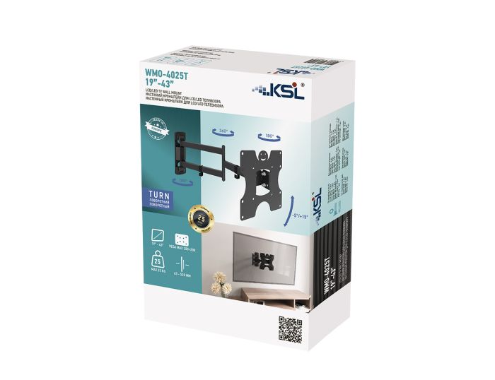 Крепление поворотное ТВ 19-43" KSL WMO-4025T