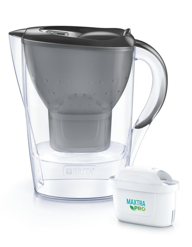 Фильтр-кувшин Brita Marella Memo MXPro 2.4л (1.4л очищенной воды) с фильтр-картриджем 3шт, графит