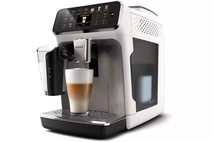 Кавомашина Philips Series 4400 LatteGo, 1.8л, зерно+мелена, автомат.капуч, дисплей, авторецептів -12, біло-срібна