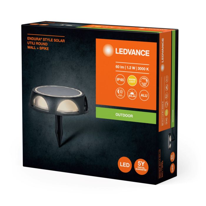 Світильник автономний LEDVANCE ENDURA STYLE ROUND SOLAR UTILI 1.2Вт 3000K 60Лм чорний