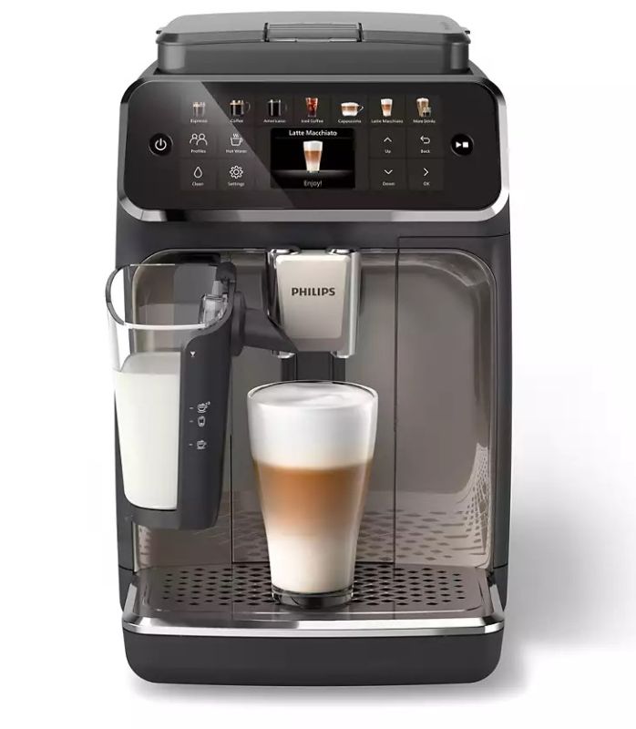 Кофемашина Philips Series 4400 LatteGo, 1.8л, зерно+мол., автомат.капуч, дисплей, авторецептов -12, черный