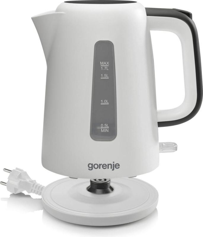 Электрочайник Gorenje 1.7л, Strix контроль, пластик, белый