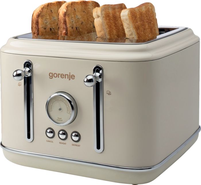 Тостер Gorenje 950Вт, функц. разморозки, автоотключение, пластик + металл, бежевый