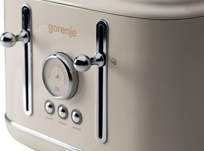 Тостер Gorenje 950Вт, функц. разморозки, автоотключение, пластик + металл, бежевый