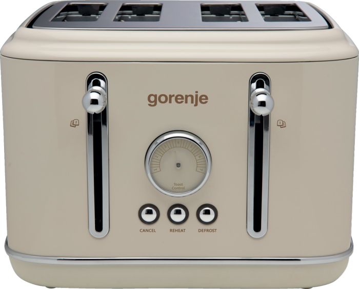 Тостер Gorenje 950Вт, функц. разморозки, автоотключение, пластик + металл, бежевый