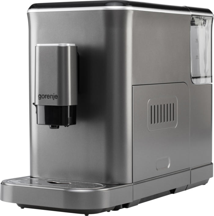 Кофемашина Gorenje, 1,5л, зерно, автомат.капучинатор, дисплей, авторецептов - 7, сенсорное управл., антрацит