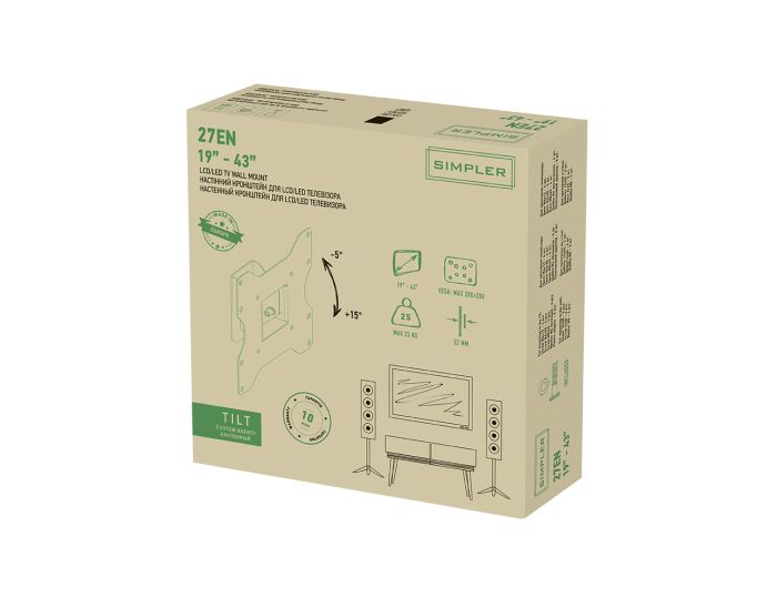 Крепление наклонное ТВ 18-43" Simpler KSL 27EN