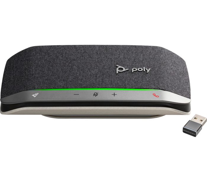 Спикерфон Poly Sync 20+ с адаптером BT700, 2 x Bi-Mic, радиус 2 м, 1 х динамик, сертификат Microsoft Teams, USB-A, Bluetooth, серый