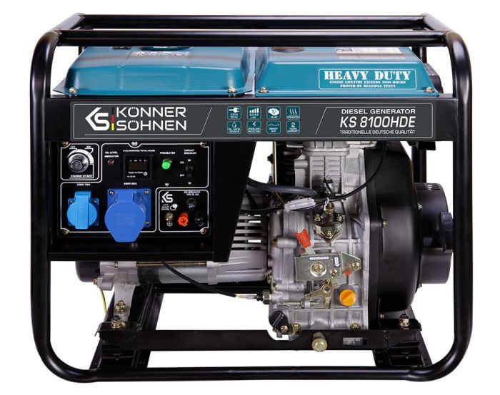 Генератор дизельный Konner&Sohnen KS 8100HDE (EURO V), 230В, 6.5кВт, электростартер, 117кг.