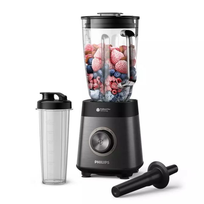 Блендер PHILIPS стационарный Series 5000, 1200Вт, чаша-2000мл, стекло, стакан в копмлекте, черный
