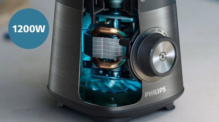 Блендер PHILIPS стационарный Series 5000, 1200Вт, чаша-2000мл, стекло, стакан в копмлекте, черный